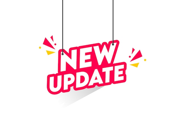 Signo colgado con texto nueva actualización