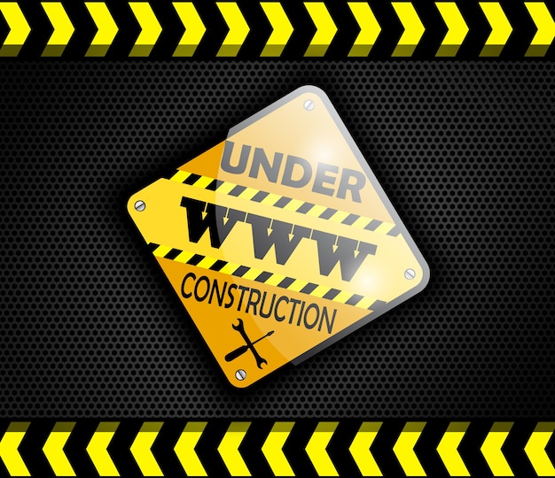Bajo signo de construcción en negro de fondo.