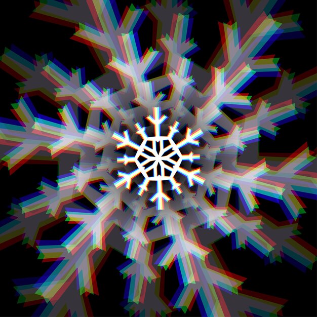 Vector signo de copo de nieve de navidad con aberraciones