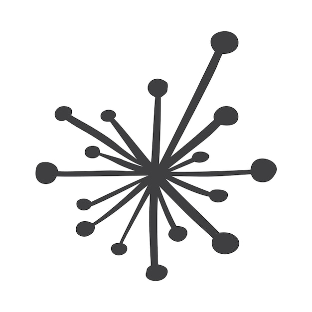 Signo de copos de nieve dibujado a mano escandinavo Elemento de diseño de invierno Ilustración vectorial Copo de nieve negro