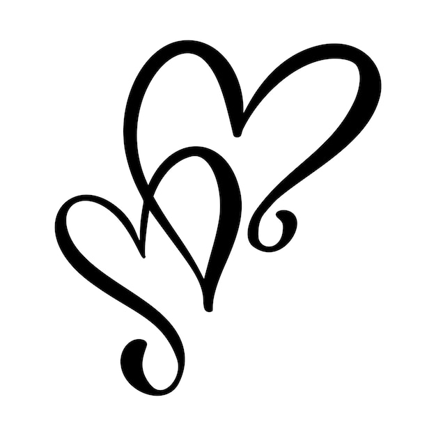 Signo de corazón de amor caligráfico Vector Símbolo de ilustración romántica unirse a la pasión y la boda