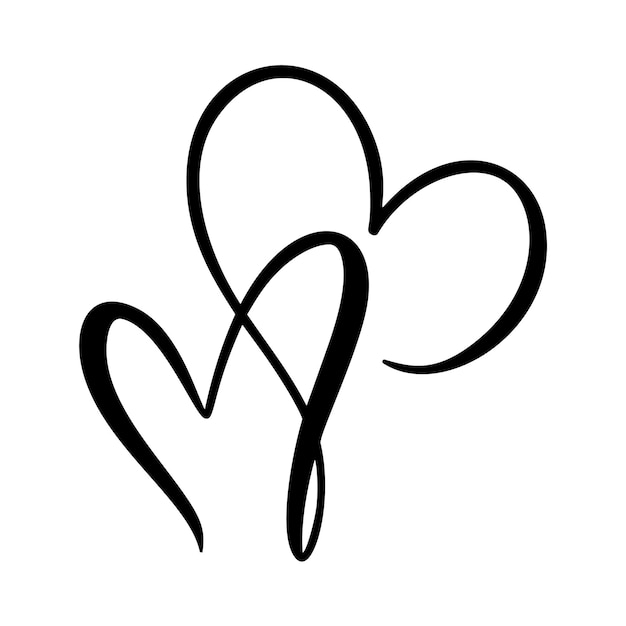 Signo de corazón de amor caligráfico Vector Símbolo de ilustración romántica unirse a la pasión y la boda