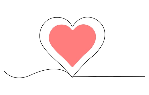 Signo de corazón y amor en un dibujo continuo de una línea Sublime florecimiento y símbolo romántico en simple
