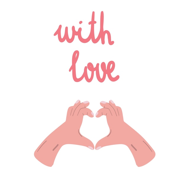 Signo de corazón con manos con diseño plano de amor
