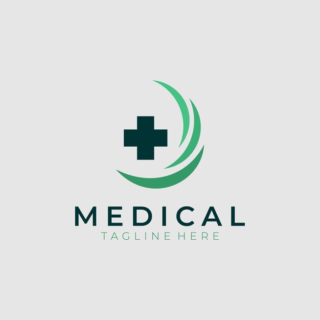 Signo cruzado Logotipo médico Símbolo de salud Icono de farmacia. Elemento de plantilla de diseño de logotipo vectorial plano