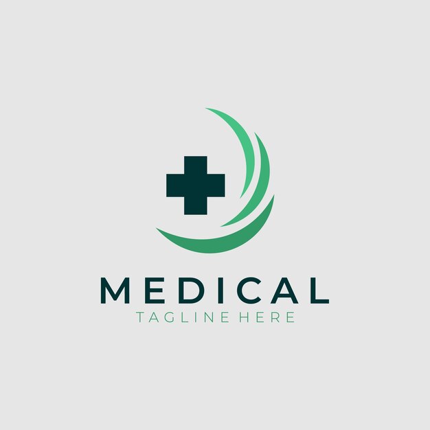 Signo cruzado logotipo médico símbolo de salud icono de farmacia. elemento de plantilla de diseño de logotipo vectorial plano