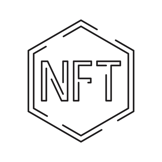 Signo digital vectorial de NFT de línea de íconos