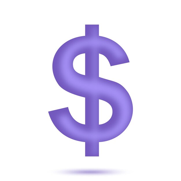 Signo de dólar 3d Icono de moneda Representación 3D