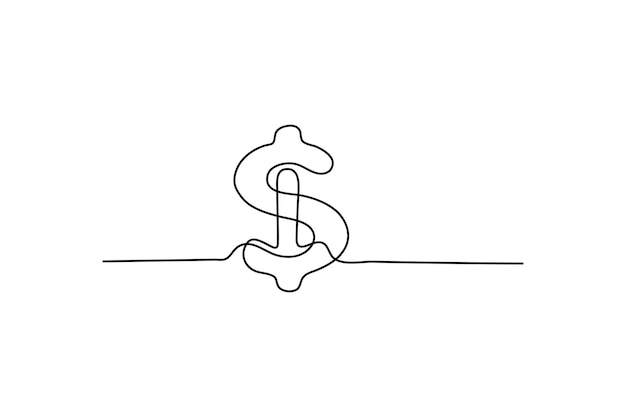 Vector signo de dólar fondo lineal un dibujo de línea sólida del signo de dólar ilustración vectorial dólar