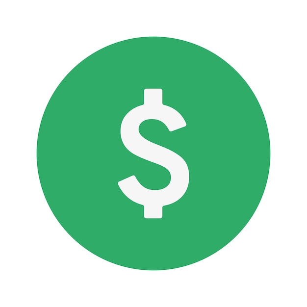 Signo de dólar icono plano ilustración vectorial