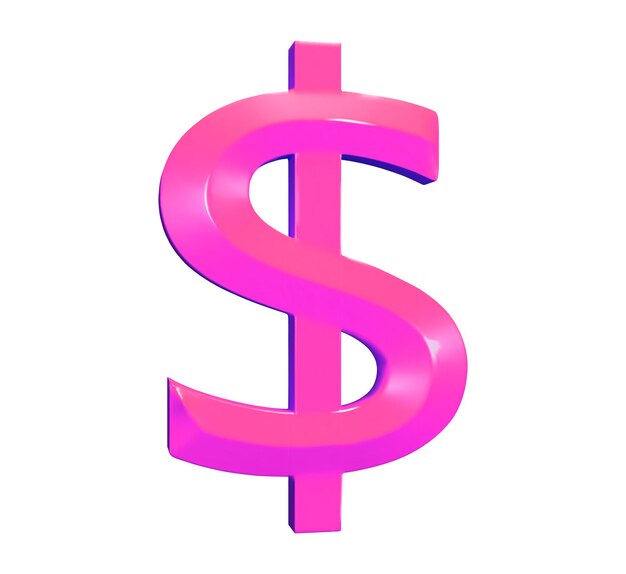 Signo de dólar de neón 3d Ilustración vectorial sobre fondo aislado