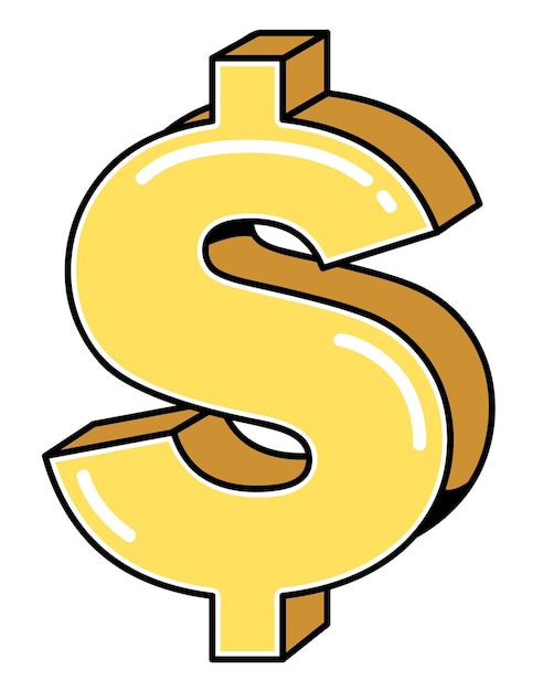 Signo de dólar de oro en 3D