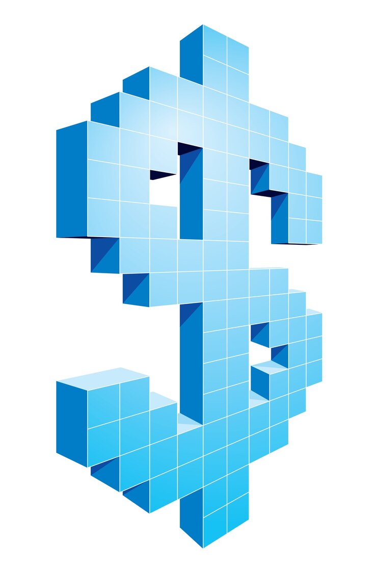 Vector signo de dólar pixelado