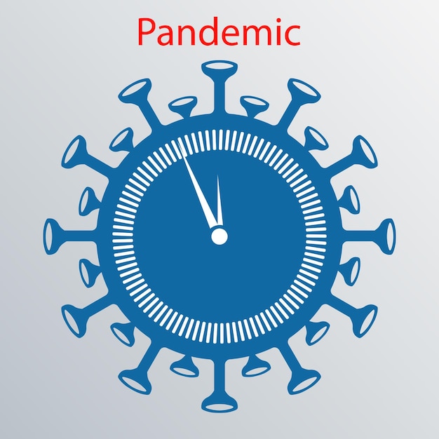 Vector signo de elemento de diseño de coronavirus covid2019 y esfera de reloj