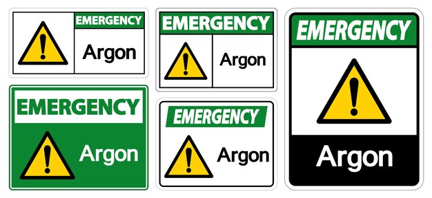 Signo de emergencia de símbolo de argón aislado en fondo blanco Ilustración vectorial EPS10