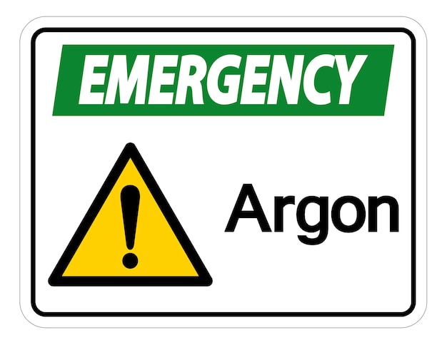 Signo de emergencia de símbolo de argón aislado en fondo blanco Ilustración vectorial
