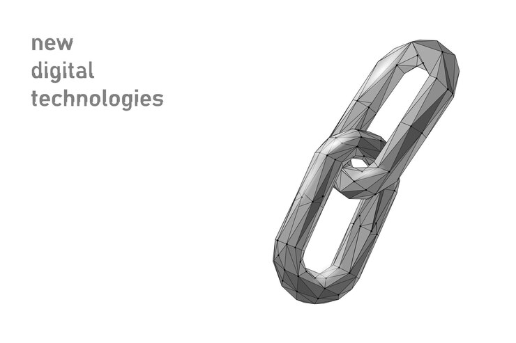 Vector signo de enlace blockchain diseño de baja poli tecnología de internet icono de cadena triángulo poligonal hipervínculo sec ...