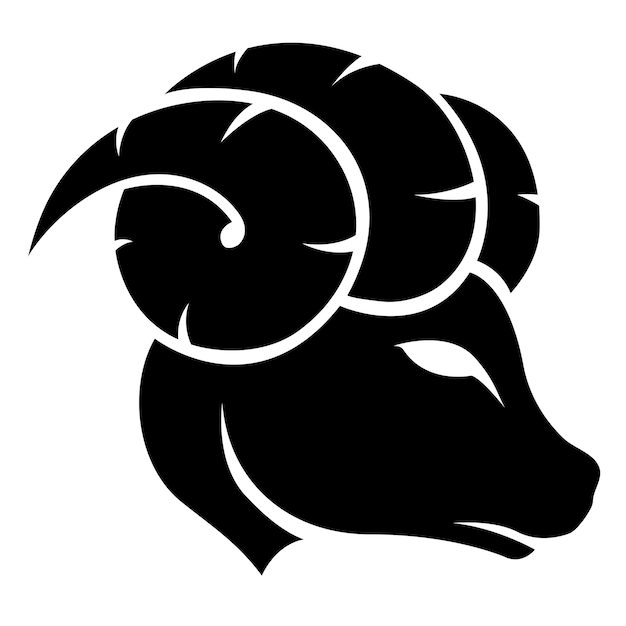 Signo de estrella del zodiaco Aries con curvas negras