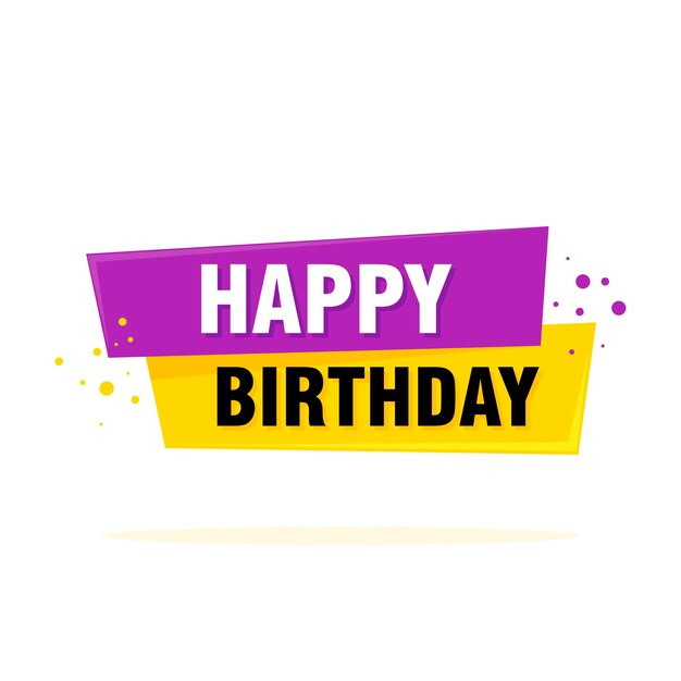 Signo de etiqueta de feliz cumpleaños. Ilustración de vector de plantilla de tarjeta de Greating.