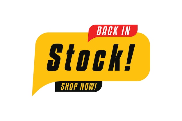 Signo de etiqueta de nuevo en stock disponible para el emblema de promoción de venta