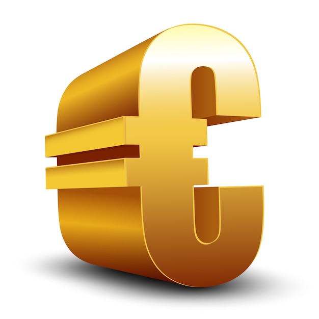 Signo de euro de oro 3D aislado