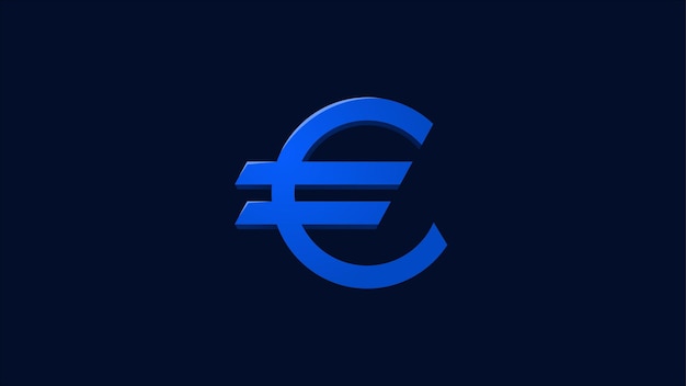 Signo del euro sobre fondo azul vector stock