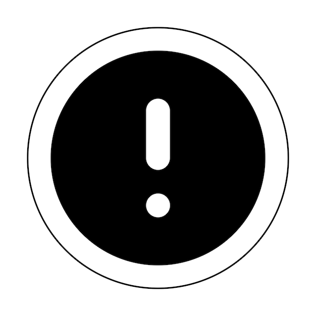 signo de exclamación de contorno círculo negro aviso icono de advertencia signo plano diseño para sitio web móvil