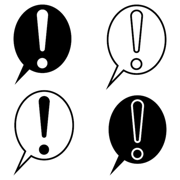 Signo de exclamación discurso burbuja chat vector establecer punto de exclusión símbolo de atención énfasis y peligro