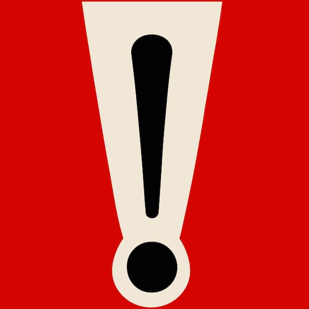 Signo de exclamación en el fondo rojo