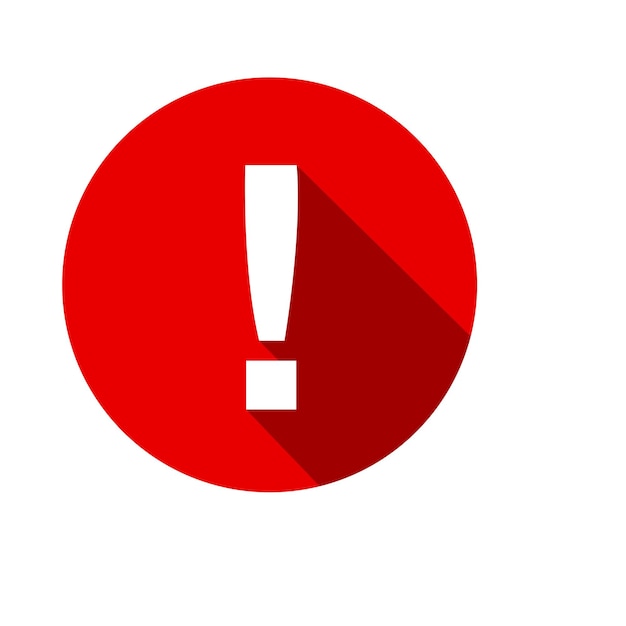 Signo de exclamación en la ilustración vectorial roja aislada sobre un fondo blanco