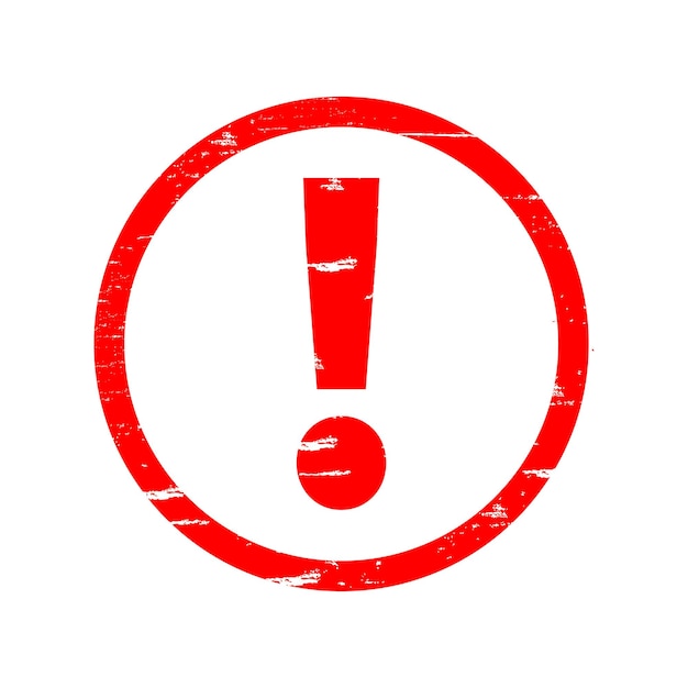 signo de exclamación rojo con contorno de círculo rojo