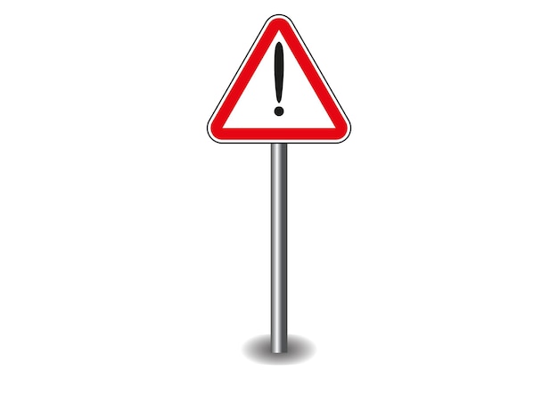 Signo de exclamación en triángulo rojo en el palo Ilustración vectorial