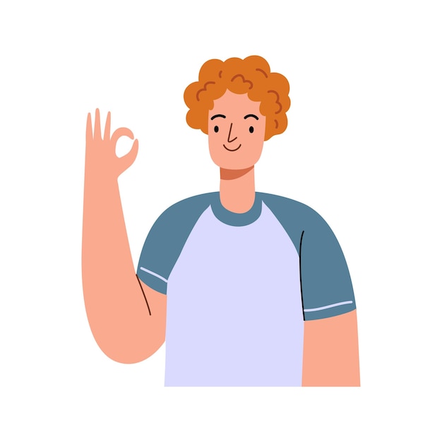 Signo de éxito de un hombre joven haciendo un gesto positivo
