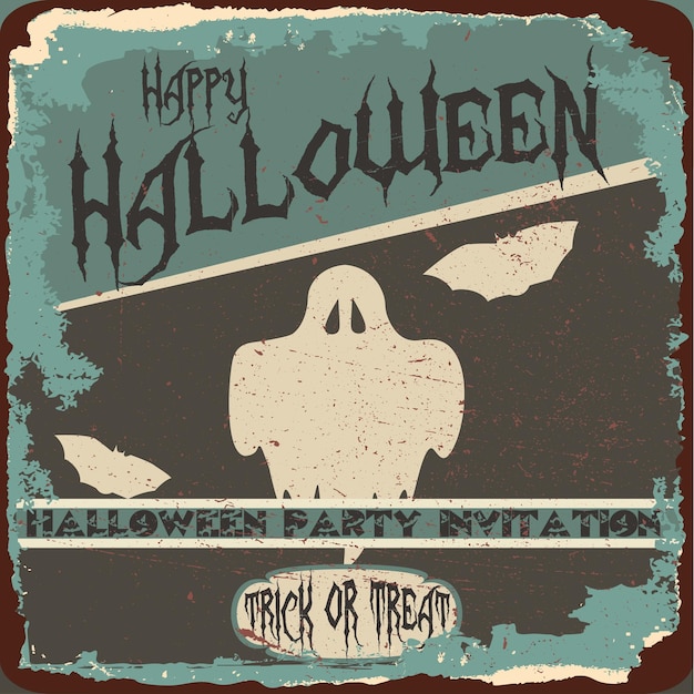 Vector signo de feliz halloween retro grunge vintage