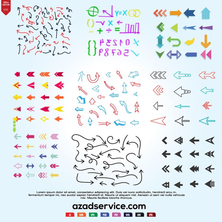 Vector signo de flecha o diseño de conjunto de iconos