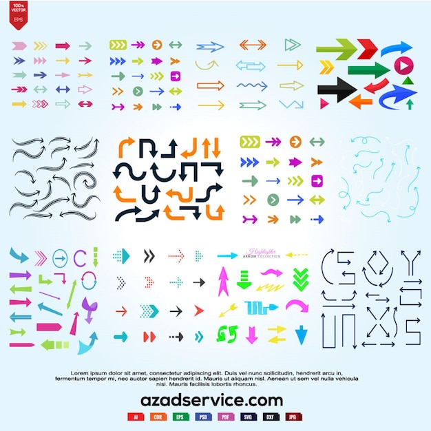Signo de flecha o diseño de conjunto de iconos