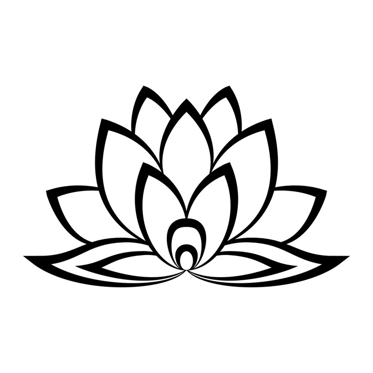Signo de flor de loto en estilo sencillo aislado en blanco