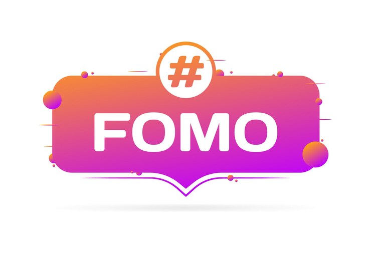 Vector signo de fomo etiqueta roja plana signo de fomo fomo icono vectorial