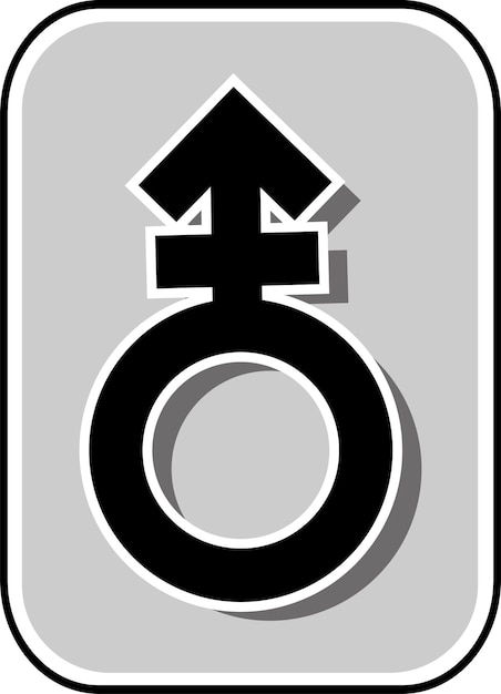 Un signo de género y orientación. señal de baño. Color negro sobre fondo gris en un marco.
