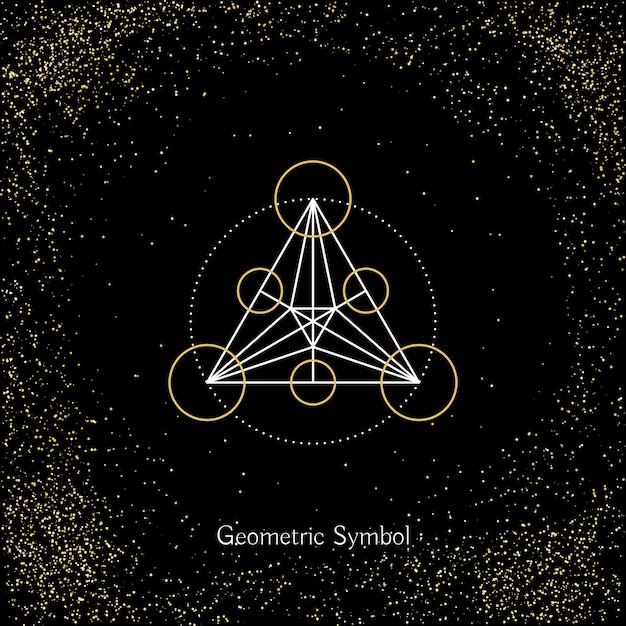 Signo de geometría de lujo Símbolo de triángulo lineal vectorial sobre fondo negro