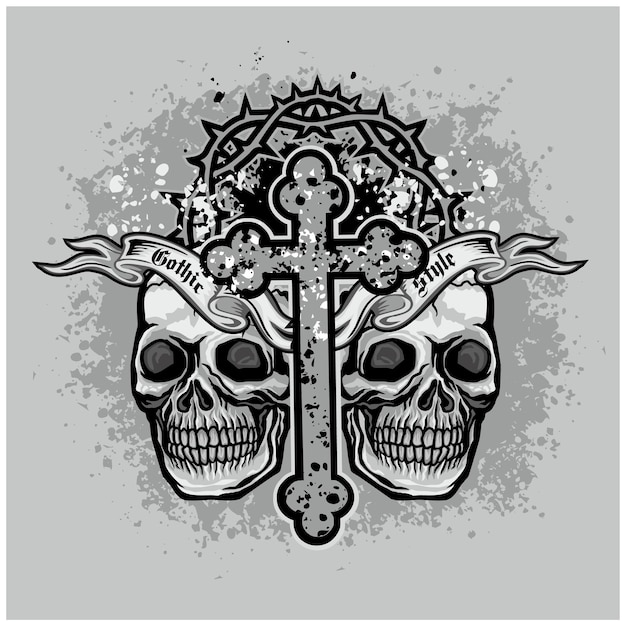 Signo gótico con camisetas de diseño vintage grunge calavera
