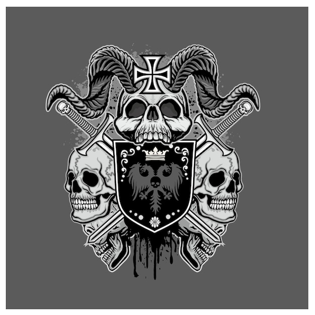 Signo gótico con camisetas de diseño vintage grunge calavera