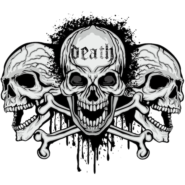 Signo gótico con camisetas de diseño vintage grunge calavera