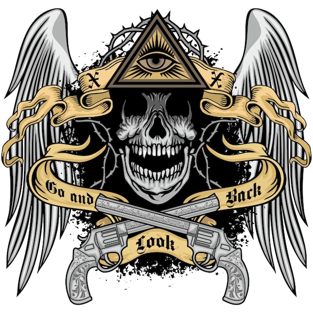 Signo gótico con cráneo grunge camisetas de diseño vintage