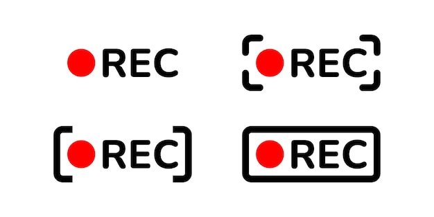 Vector el signo de grabación de punto rojo y el signo de filmación enmarcado están grabando actualmente la ilustración vectorial del icono rec