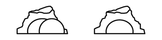 Signo gráfico de roca sobre fondo blanco Ilustración moderna de montaña Cueva de íconos simples en estilo de diseño vectorial