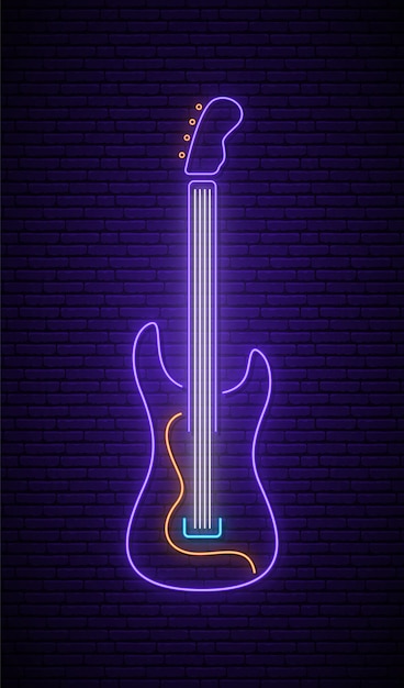 Vector signo de guitarra de neón.