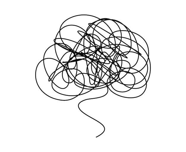 Signo de icono de contorno de cerebro garabateado dibujado a mano boceto de tinta elemento de diseño abstracto