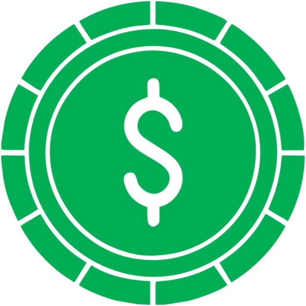 signo en el icono de dólar verde