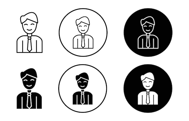 Signo de icono de hombre de negocios establecido en diseño gráfico de estilo de contorno